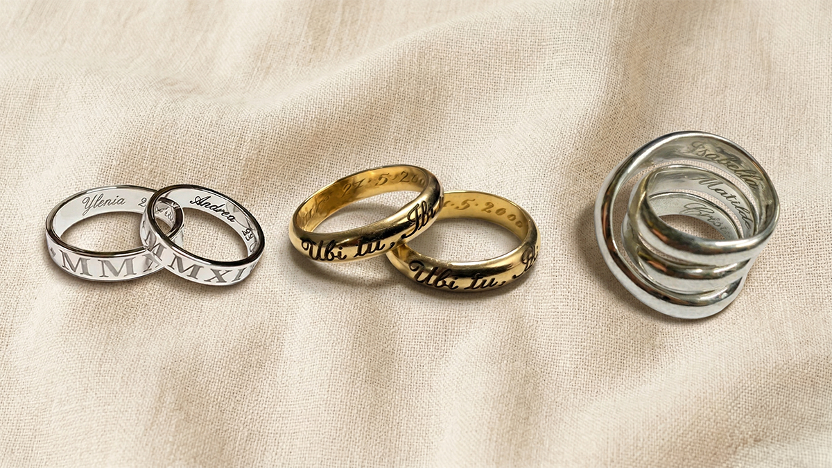 foto di anelli incisi come esempio di personalizzazione